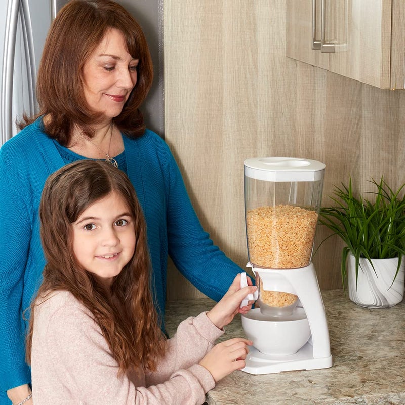 Home Basics Cereal Dispenser Countertop, By Home Basics (White) | Plastic Cereal Dispenser For Pantry, With Twist-Knob | Perfect For Cereal, Candy, Pasta, Rice, and Pet Food - Image 4
